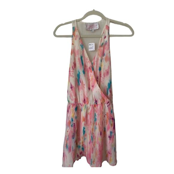 Forever 21 F21 x Rory Beca Pink watercolor shorts romper S - Picture 2 of 8